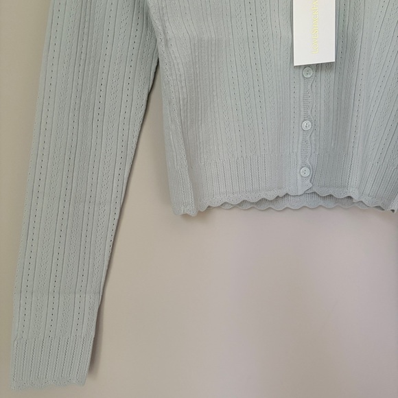 NWT LoveShackFancy Martti Stretch Pointelle Cardigan Eau De Nil Green | S - Picture 6 of 11